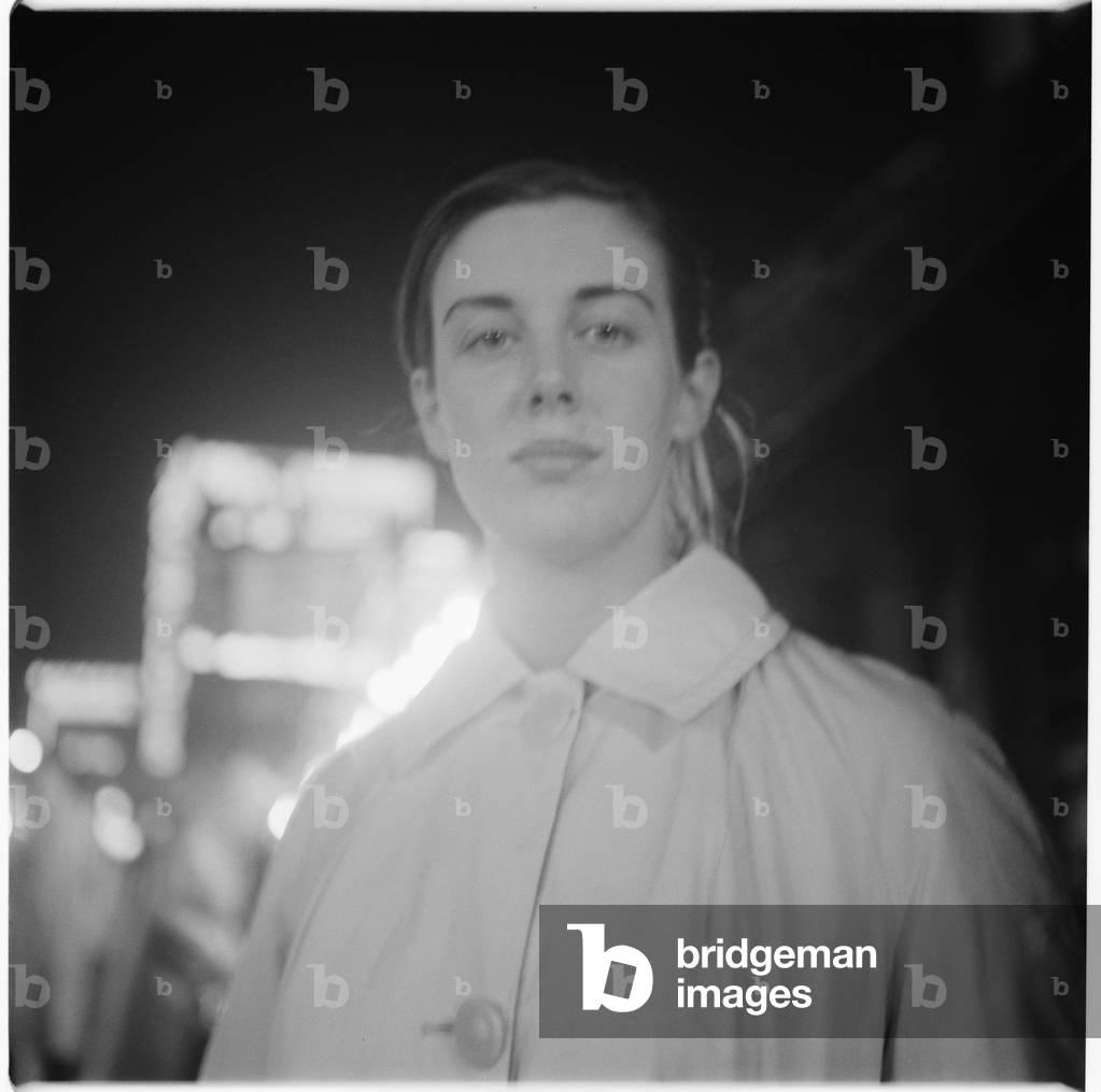 Gwen Dove, portrait of wife of Geoff Dove, unknown details, Soho, London, UK, mid 1950's (b/w photo)
