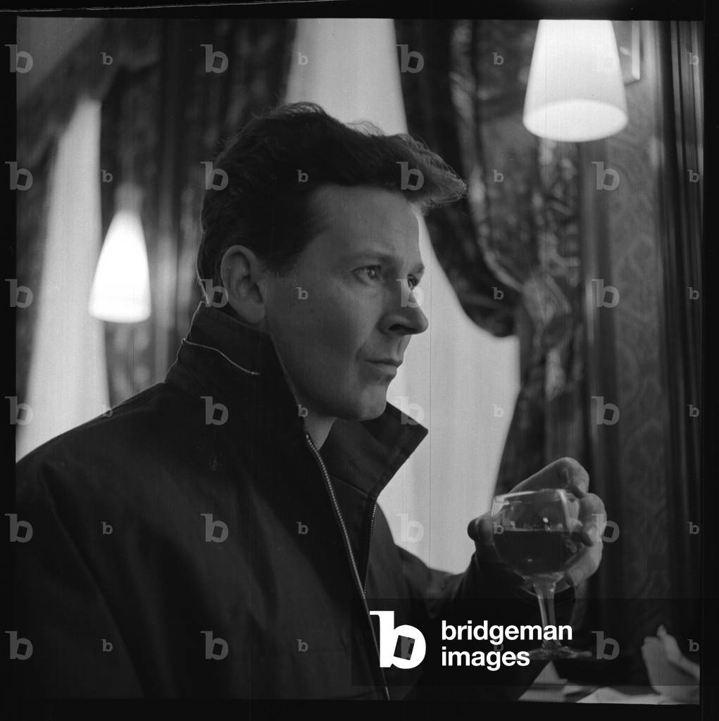 Michael Andrews, portrait of British artist, Soho, London, UK, mid 1950's (b/w photo)
