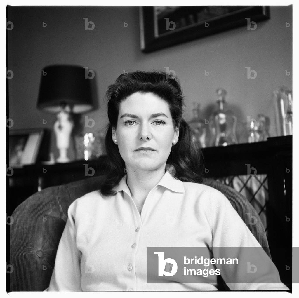Mrs Colvin and her daughter at home in London, c.1955 (b/w photo)