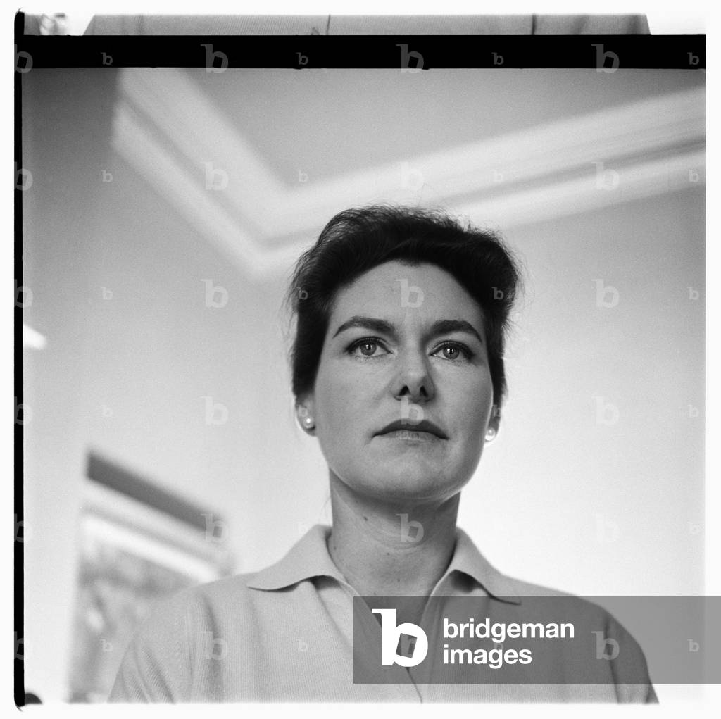 Mrs Colvin and her daughter at home in London, c.1955 (b/w photo)