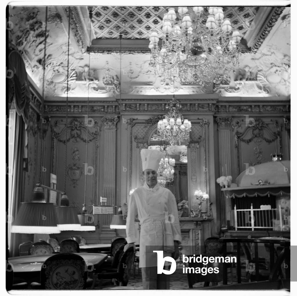 Chef in restaurant, c.1955 (b/w photo)