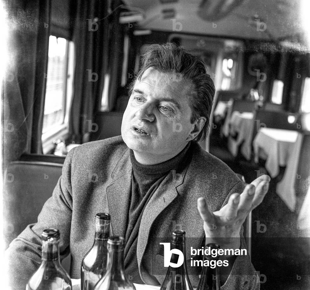 Francis Bacon on the Orient Express to Athens, 1965 (b/w photo)
