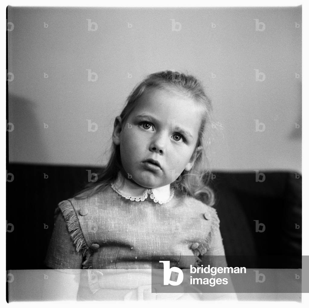 Mrs Colvin and her daughter at home in London, c.1955 (b/w photo)