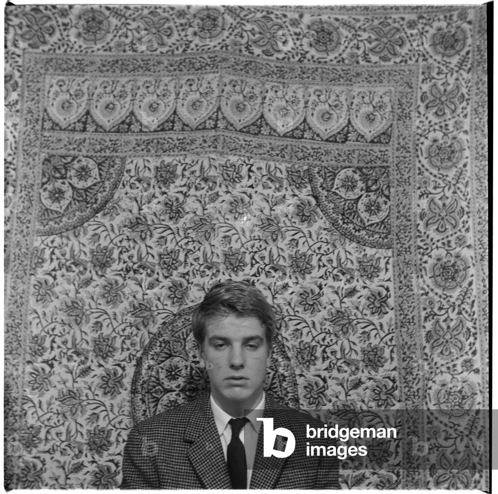 Nicky Haslam, portrait of socialite and interior designer, London, UK, mid 1950's (b/w photo)