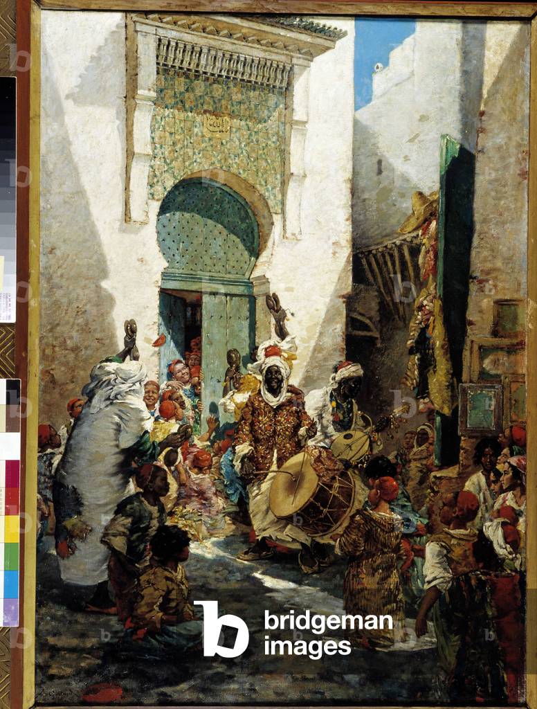 Black musicians at Algiers Party Scene in the streets (oil on canvas)