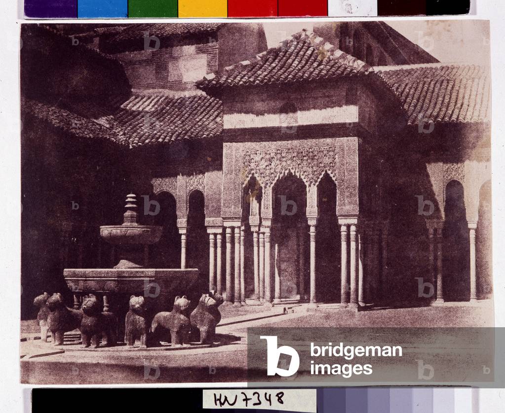 View of the Alhambra, The Court of Lions in Granada, Spain Photography by Louis Alphonse Davanne (1824-1912) circa 1852 Sun. 16,6x21,5 cm Musee Cantini, Marseille