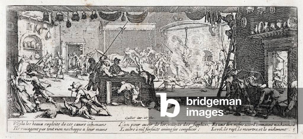 Serie "Le miserie della guerra" che evoca la Guerra dei Trent'anni: Il saccheggio di una fattoria, 1633 (incis