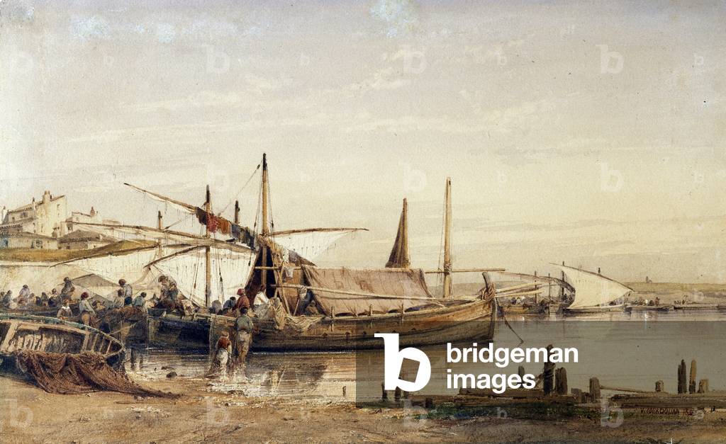 Il ritorno dei pescatori Acquerello di Vincent Courdouan (1810-1893) 1842 Menzione obbligatoria: Collection fo