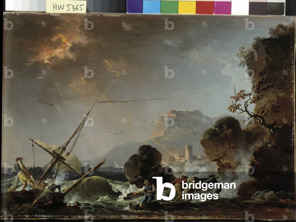 Immagine di Dipinto "Tempete nel Mediterraneo. Dipinto di Charles Francois Grenier de La Croix dit LaCroix de 