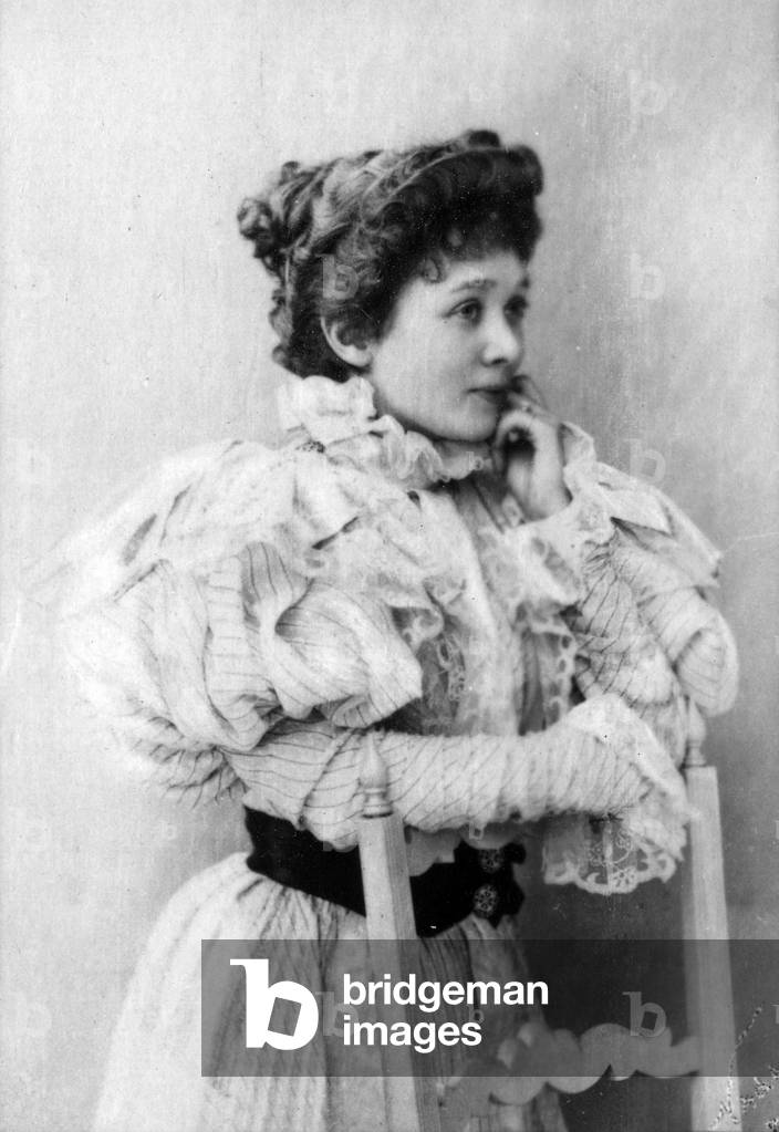 Portrait of Marie Anne Leconte (b. 1875), French comedian, member of the Comedie Francaise from 1897 to 1923. Photography late 19th century.