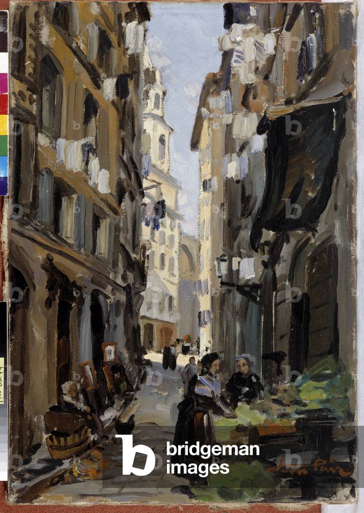 A street in the Panier district in Marseille, 20th century (oil on canvas)