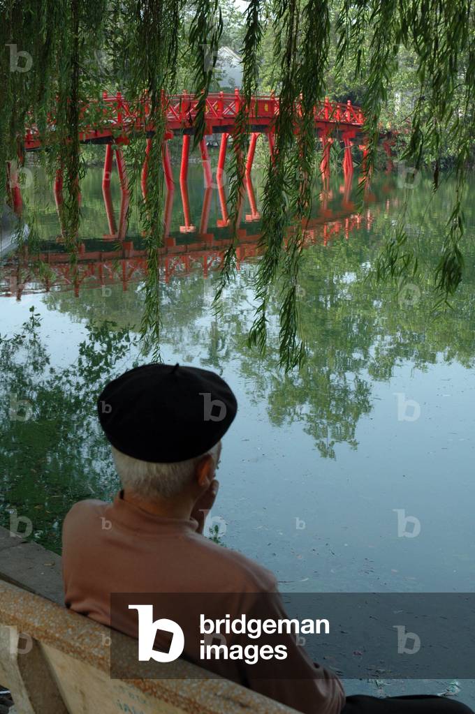 Hoan Kiem Lake and Ngoc Son Temple Access Bridge, Hanoi Vietnam 2006