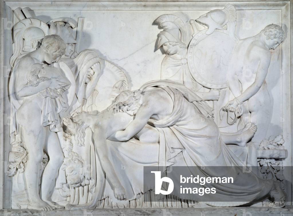 Evandre pleure la mort de Pallas (marbre bas relief) par Pierre-Francois-Gregoire Giraud