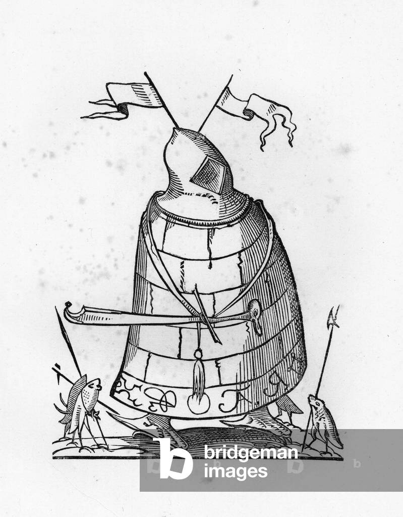Jules II (1443-1513) - engraving of 1823 in “” Drolatiques Songes de Pantagruel”” by Francois Rabelais (1494-1553) - (The Capricious Dreams of Pantagruel) - Private collection