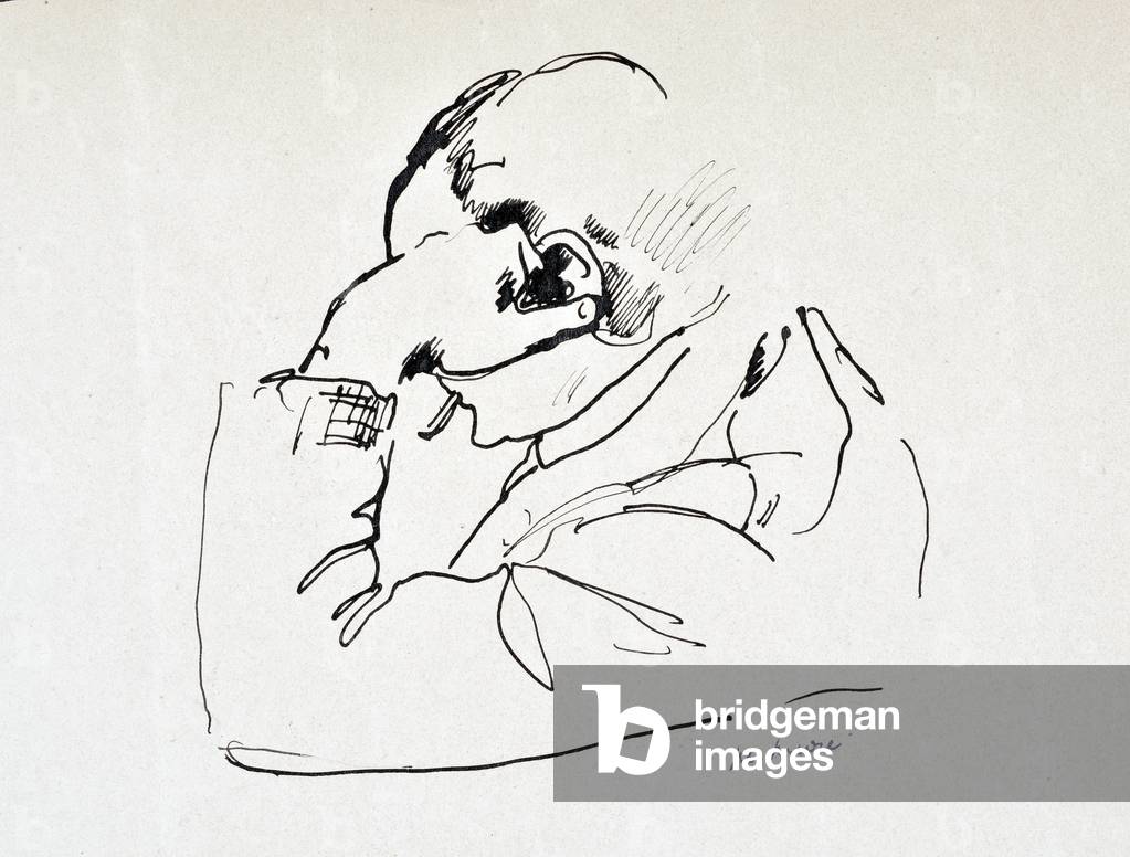 Etude pour un portrait de Leon Werth (1878-1955) - Opera di Andre Albert (1869-1954), inchiostro di china su c