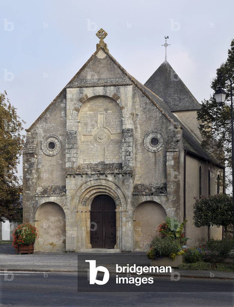 View of the church of Saint Hugues (12th century) of Avord, Cher (18520), Centre, France.