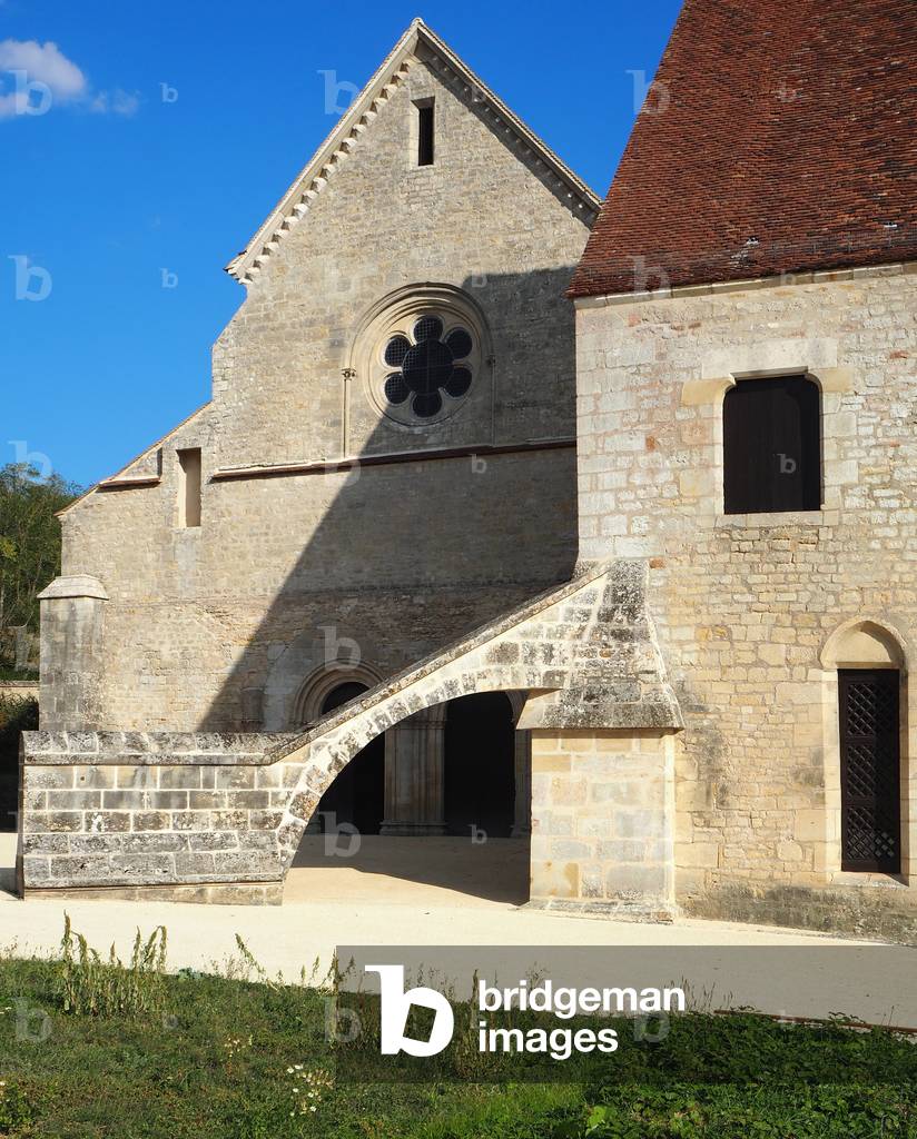 West facade, Noirlac Abbey, Cistercian abbey of the XII century, Bruère-Allichamps, Cher, France (photo)