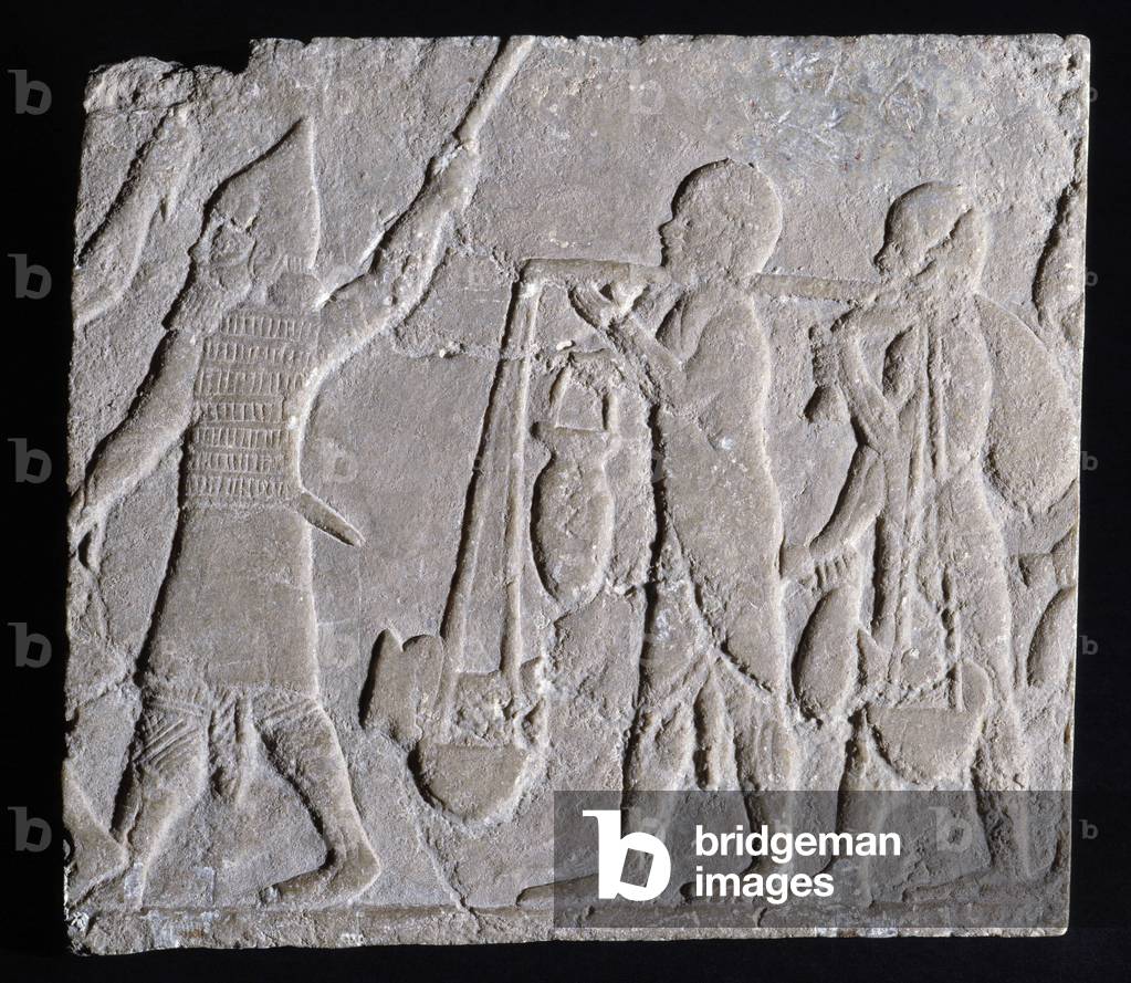 Fragment of a relief of the throne room of the Palace of Assurbanipal or Ashurbanipal, King of Assyria (Mesopotamia) (669 BC-627 BC) - Near East. Museum of Mediterranean Archaeology of Marseille