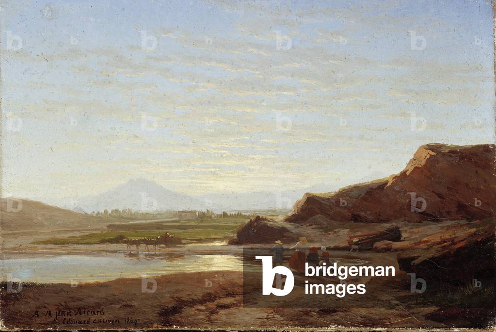 Immagine di Dipinto "Pecheurs nelle vicinanze di Tolone Dipinto di Louis Edouard Cauvin (1816-1900) 1869 Menzi