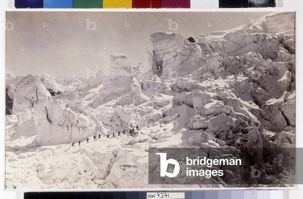 Mountaineering Savoy passage a rope Photography by Auguste Rosalie (1826-1900) and Louis Auguste Bisson (1814-1876) 1862 Musee Cantini Marseille Size cm 24,5x39,5