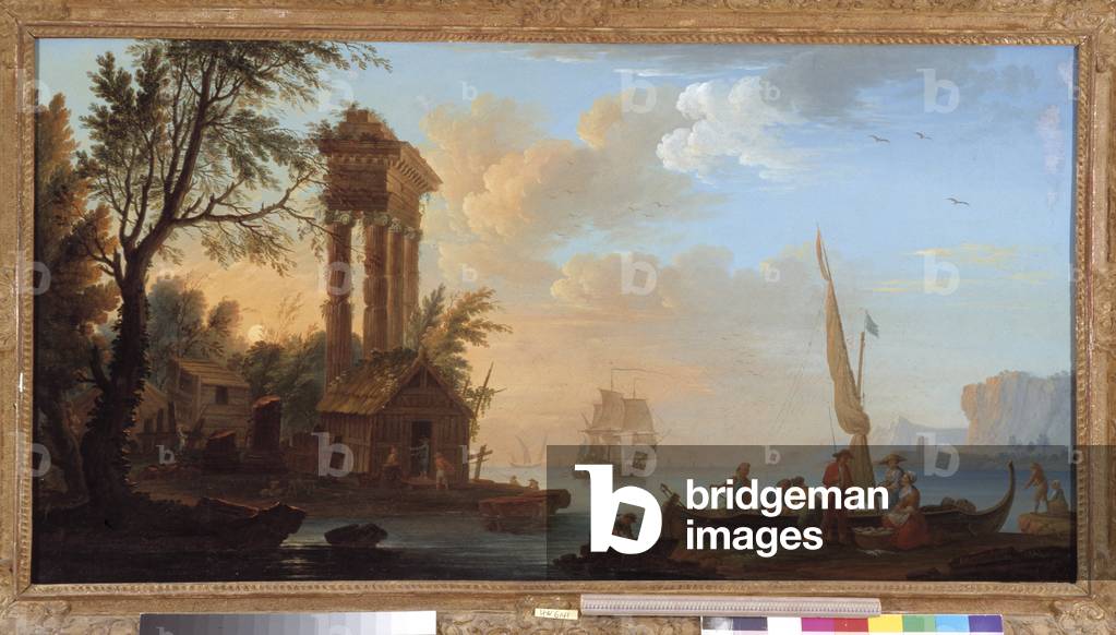 View of a Mediterranean port with ancient ruins, 1758 (painting)