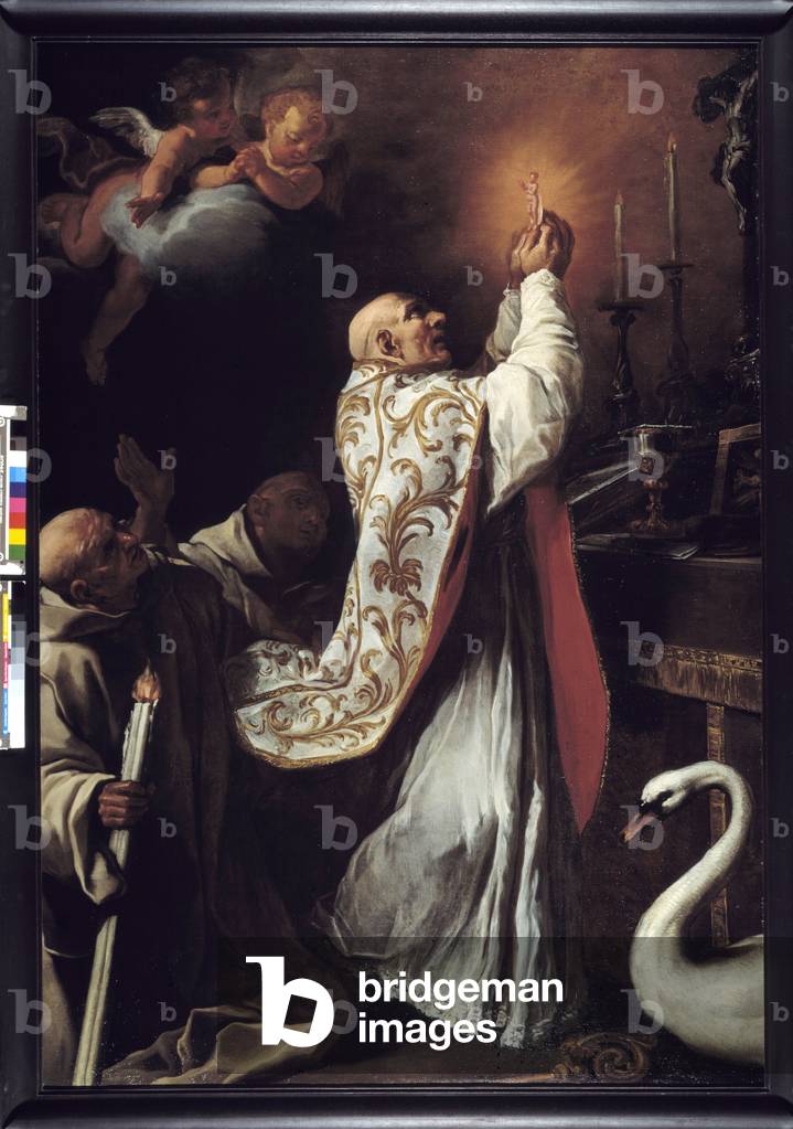 Saint Hugues celebrating the Holy Sacrifice of Mass (oil on canvas)