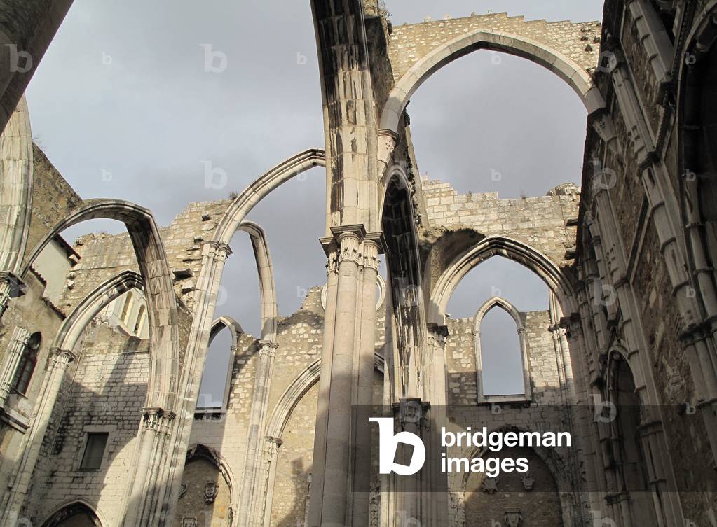 Archeological Museum of Carmo, Carmo district, Lisbon, Portugal. Church of the 14th century, one of the largest in the city, with its nave open air after the earthquake of 1755. Photography 2010.