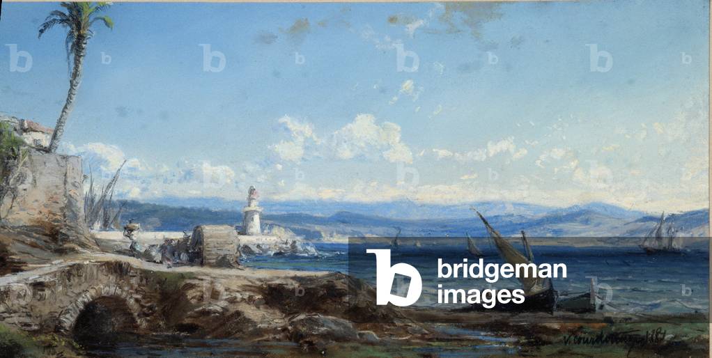 View of the Mourillon district in Toulon Gouache by Vincent Courdouan (1810-1893) 1842 Mandatory mention: Collection fondation regards de Provence, Marseille