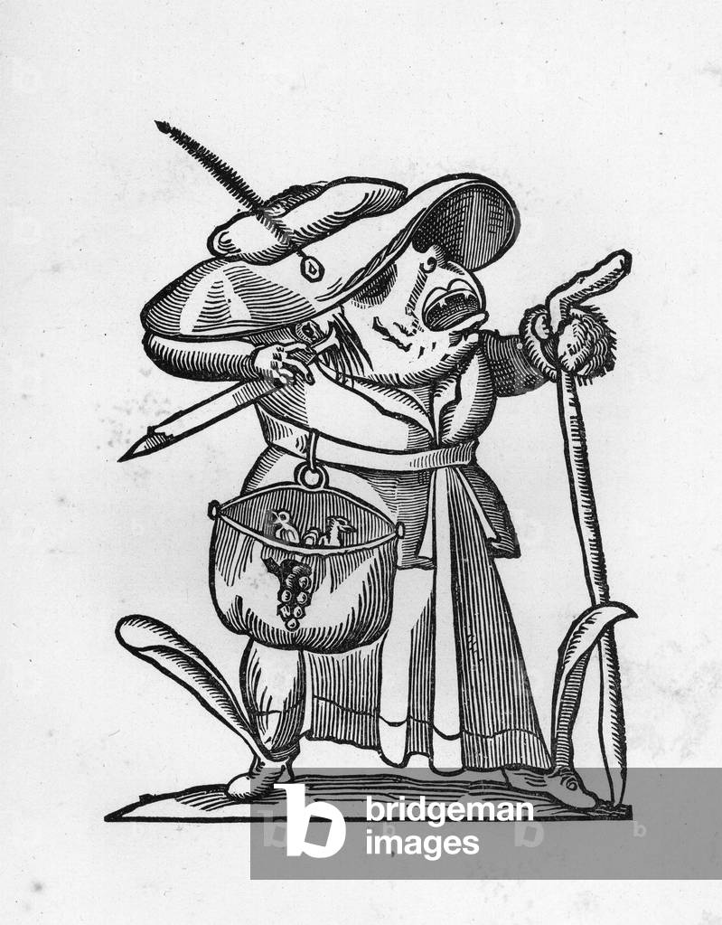 Panurge or Cardinal of Lorraine (John III of Lorraine or Guise, 1498-1550) - engraving of 1823 in “” Drolatic Songes de Pantagruel”” by Francois Rabelais (1494-1553) - (The Capricious Dreams of Pantagruel) - Private collection