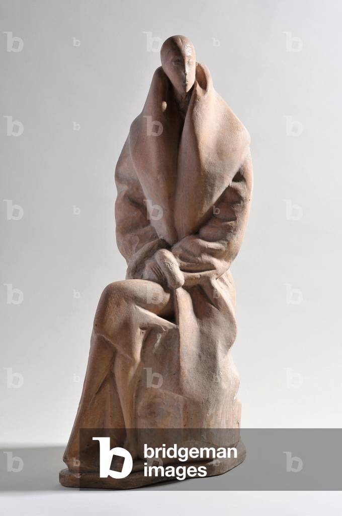 Seated Woman - Sculpture by Chana Orloff (1888-1968), terracotta (65x30x20 cm), between 1925-1950- Musee de l'hospice Saint Roch, Issoudun - Mention obligatoire