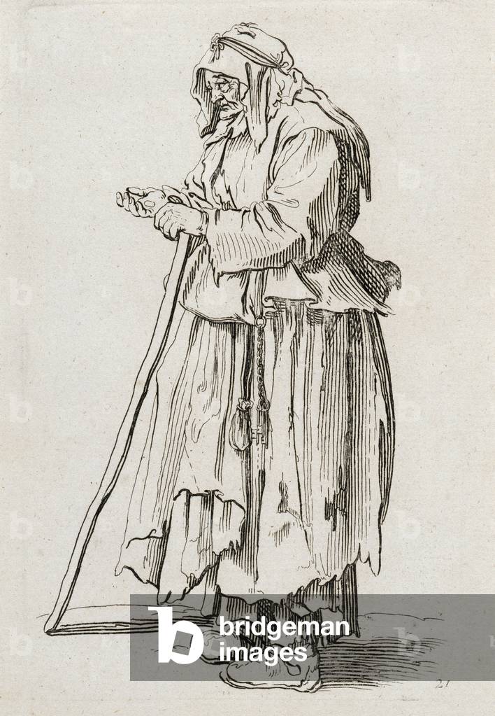 The beggars series:The beggar just received the charity, 1632 (engraving)
