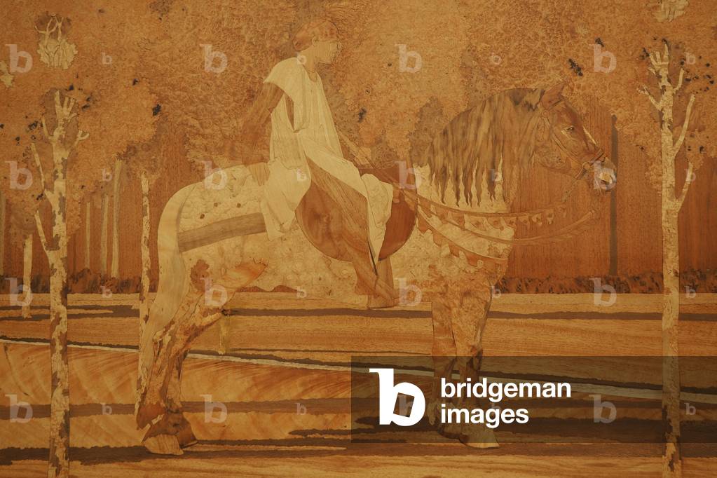 The Lady and the Unicorn 1925 (Detail Oak and inlay of various wood)