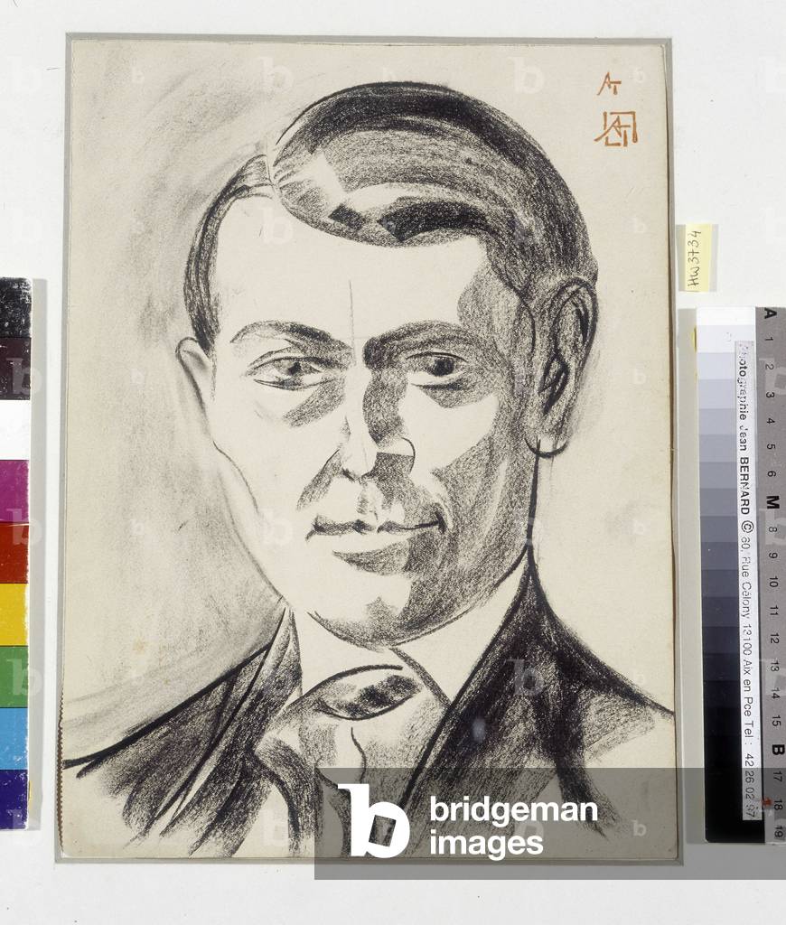 Ritratto di Jean Moulin (1899-1943) del Dr. Augustin Tuset (1893-1967) de Quimper. Matita su carta. Museo dell