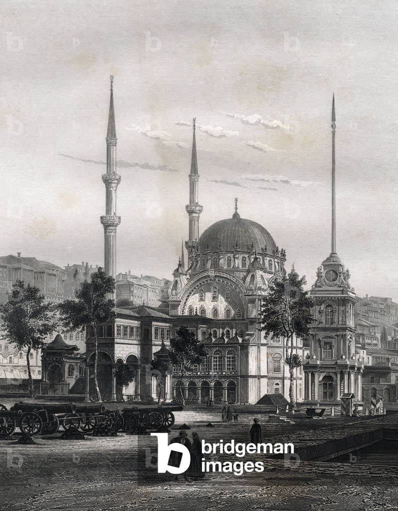 View of Constantinople: Mosquee of Mahmud II. Engraving by Gunkel. In “” Memories of Constantinople””, 19th century. Private collection