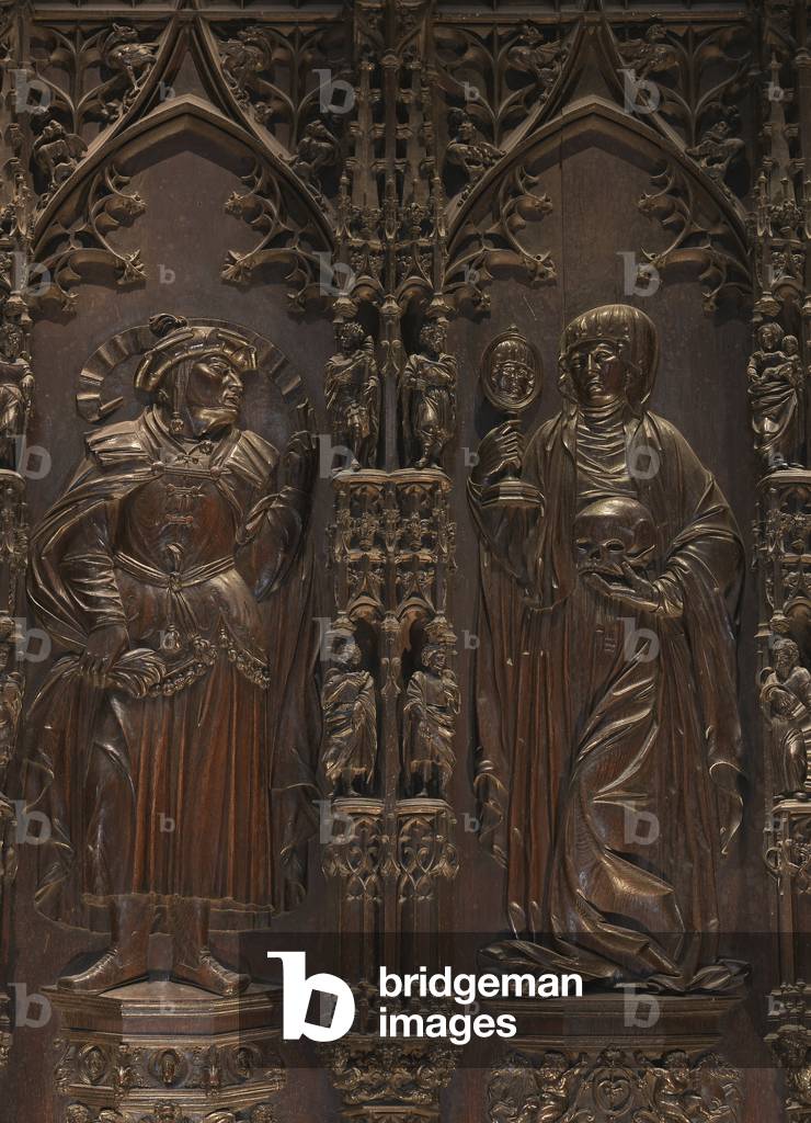The Prophete Ezechiel and the Dolorosa - Characters of the carved wood stalls by Dominique Bertin of Toulouse (16th century) - Cathedrale Sainte Marie d'Auch (Gers) (15th-17th century)