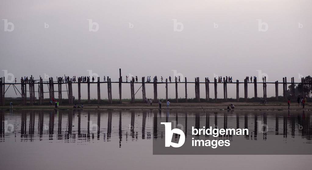 Myanmar - Burma: Teak bridge located on Lake Taungthaman, Amarapura, in central Burma (Mandalay region). It was built from 1849