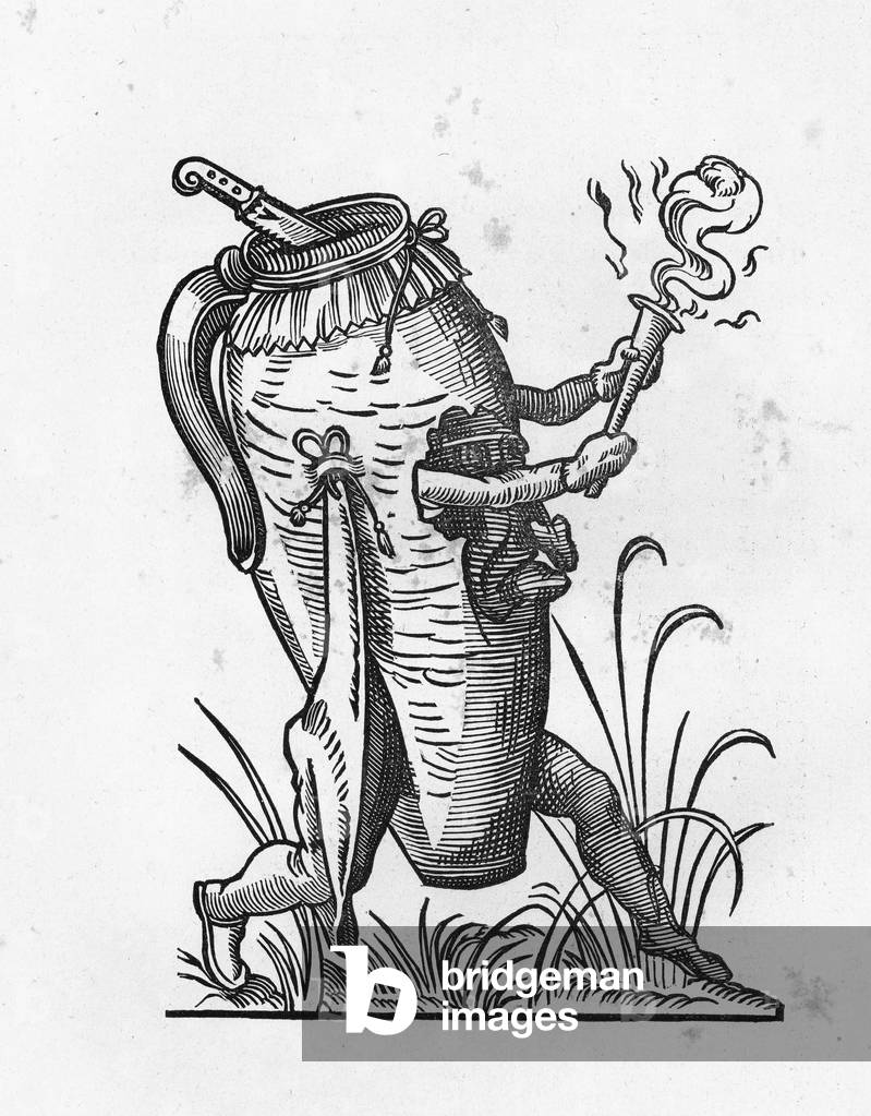 Jules II (1443-1513) - engraving of 1823 in “” Drolatiques Songes de Pantagruel”” by Francois Rabelais (1494-1553) - (The Capricious Dreams of Pantagruel) - Private collection