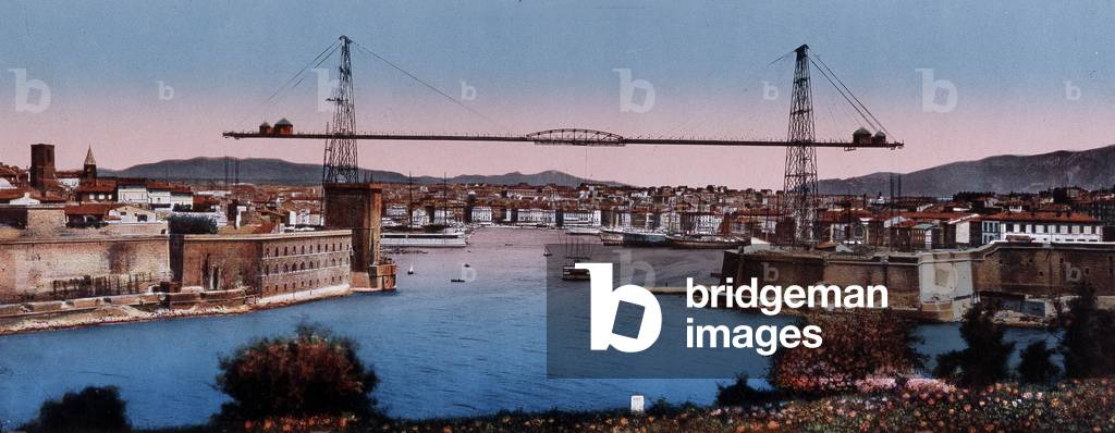 View of the ferry bridge in Marseille at the beginning of the 20th century