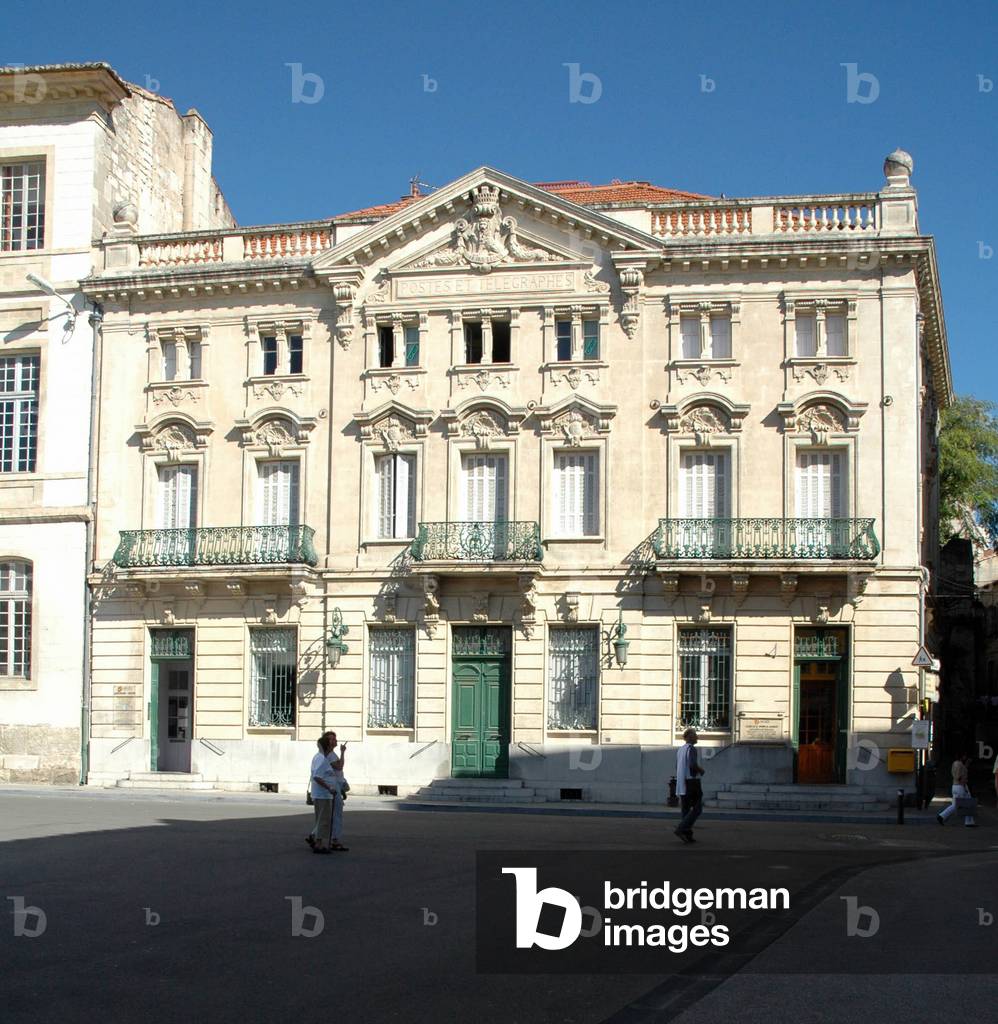 Place de la Republique, the former post office hotel built by Auguste Veran in 1898. Arles, Bouches-du-Rhône