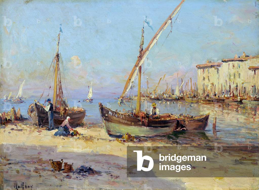 View of Martigues. Painting by Charles Malfroy (1862-1918). Oil on wood. Dim: 29,5x40cm. Mandatory mention: Collection fondation regards de Provence, Marseille