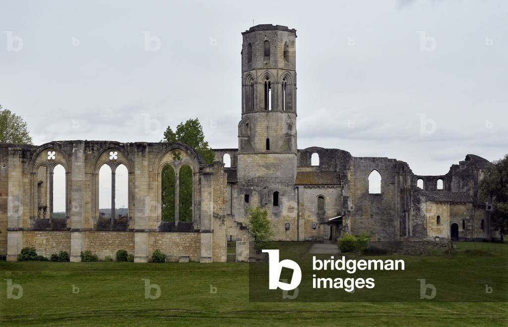 View of La Sauve Maggiore, Abbey of La Sauve-Maggiore in Gironde. 11th century.