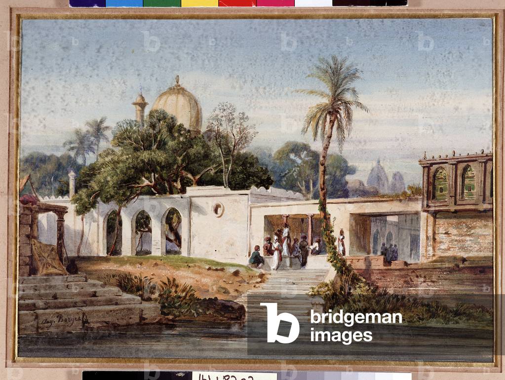 View of Leacca (Bengal). Drawing by Auguste Borget (1808-1877), circa 1839. Dim: 23x29cm. Sign below left. Watercolour on paper. Musee de l'hospice Saint-Roch, Issoudun. Mandatory mention