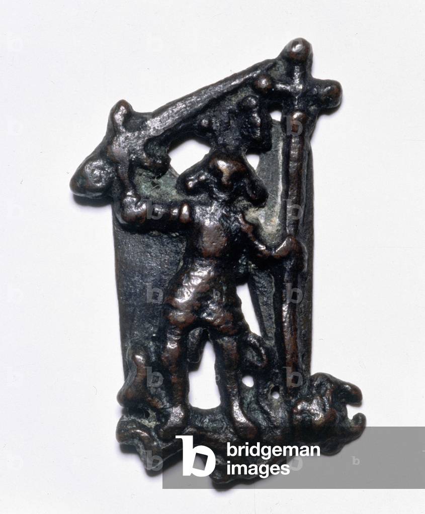 Pelerinage sign representing Saint Michael Metal. Musee Municipal d'Avranches (Manche)