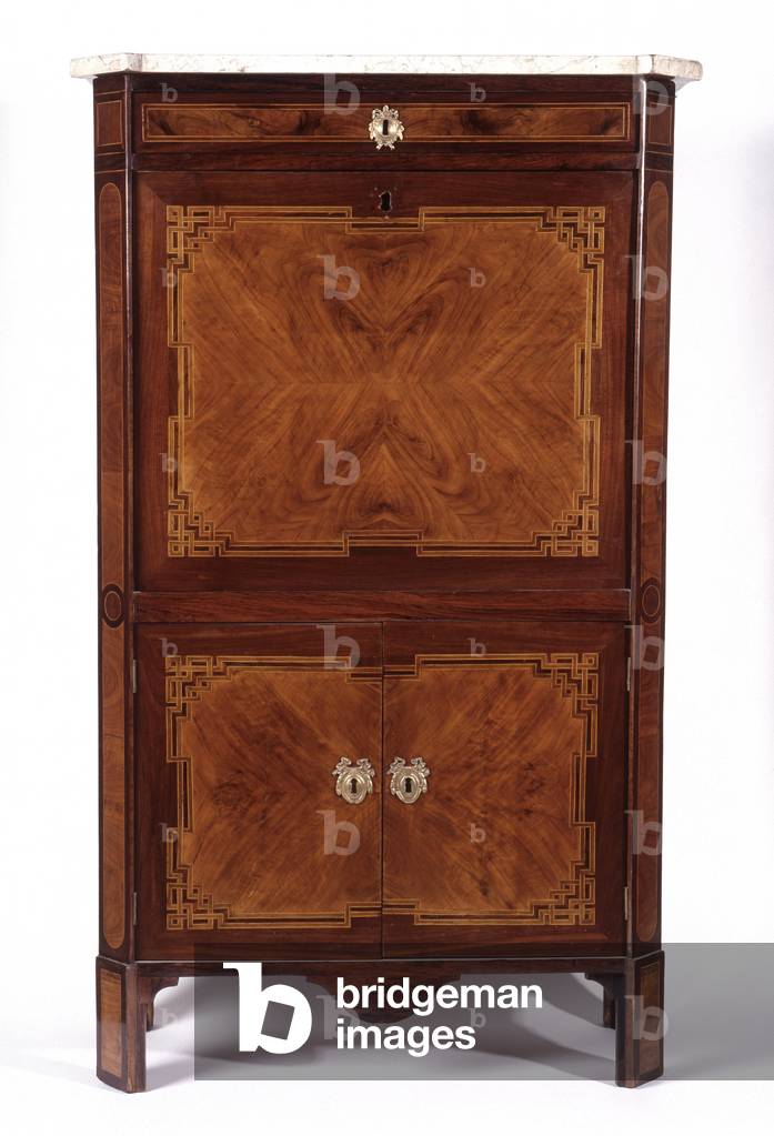 Secretary of wood, leather, marble and bronze period Louis XIV Dim 139,5x78x35,5 cm Musee des Arts decoratifs et de la mode Marseille