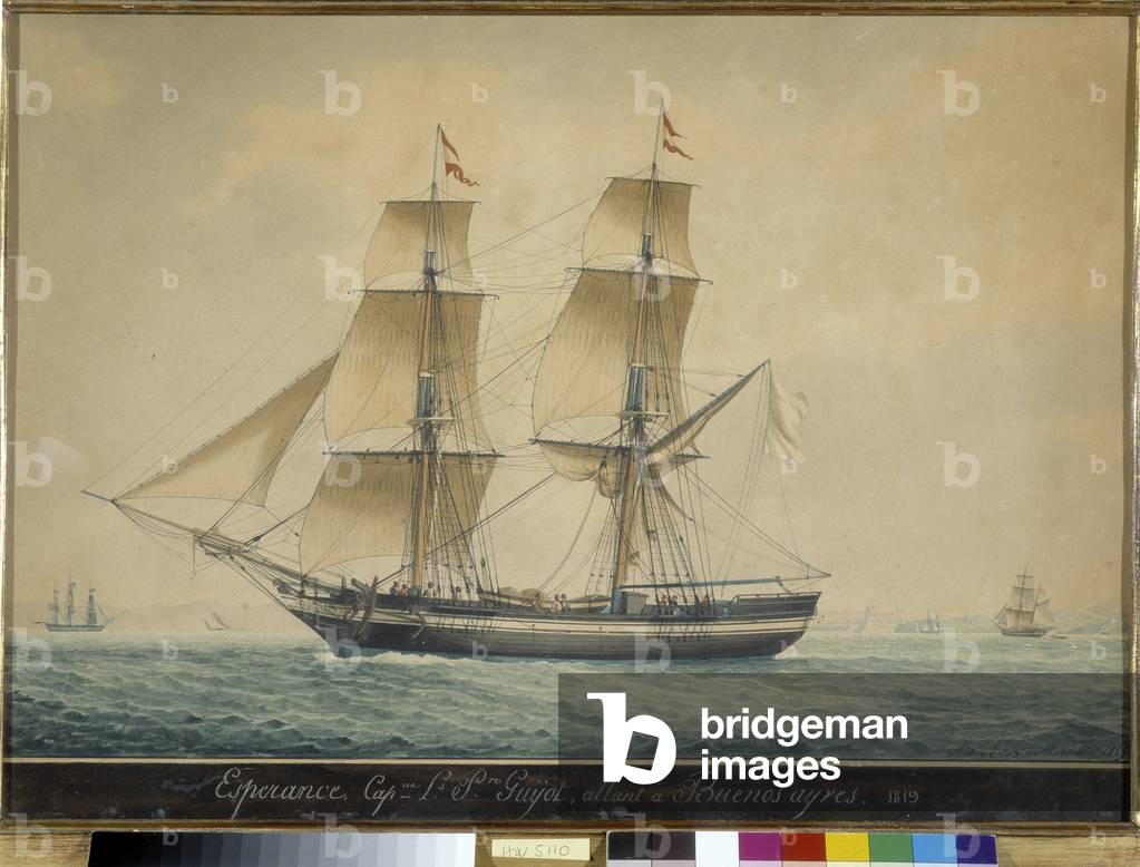 The “Esperance”, Captain Guyot's boat going to Buenos Aires. anonymous painting Dim in cm 42,5x59. 1819 Collection Marc Stammegna Marseille