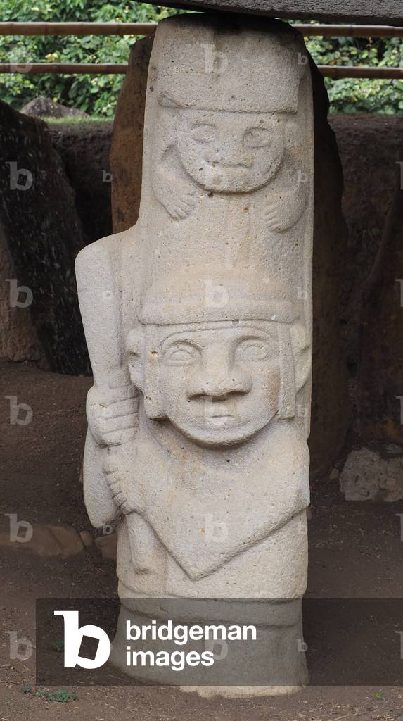 Archeological Park, Religious Monuments, Megalithes sculptures, Divines and Animals, Warrior Statue, San Augustine, Colombia (photo)