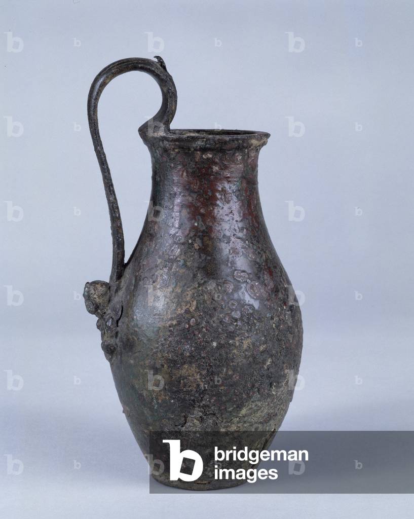 Roman antiquite: bronze oenochoe. Marseille, Mediterranean archeology museum
