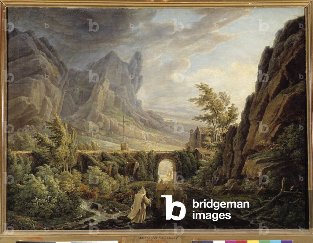 Monastery Monastery walking in a mountain landscape, 1826 (oil on canvas)