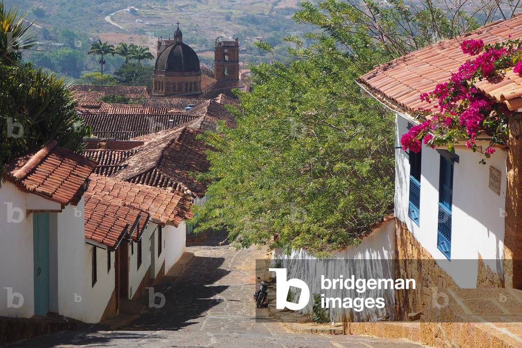 View of Barichara and the cathedrale of the Immaculee Conception, Barichara, Colombia (photo)