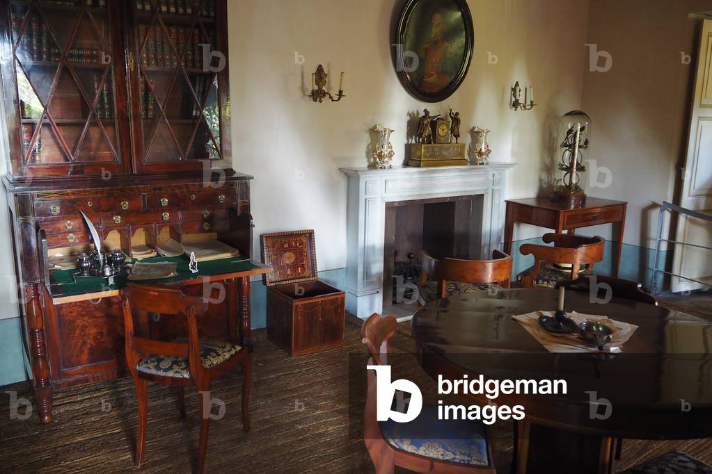 Villa of the 19th century, offered to Simon Bolivar in 1920 to thank him for releasing the country, The office living room, Bogota, Colombia (photo)